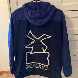 Dutch Bros 2 tone blue windbreaker